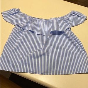Off the shoulder, striped top!